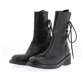 Botas de amarrar em couro pretas Ann Demeulemeester Preto