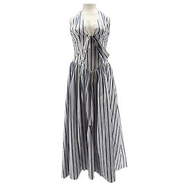 Autre Marque Vestido a rayas blanco/azul Blanco