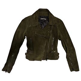 Veste Biker en Daim Tom Ford Vert foncé