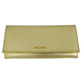 Prada Women's Long Saffiano Leather Wallet Golden