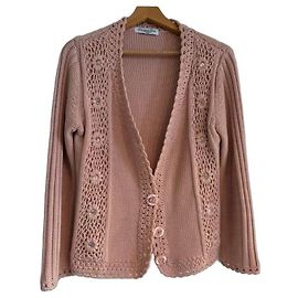 Rosa Strickjacke von Christian Dior mit Blumenverzierungen Pink