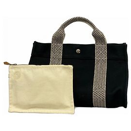 Hermès Hermes Cannes PM Canvas Handbag Black