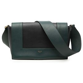 Céline Celine Green Medium Shiny Smooth Calfskin Frame Schultertasche Grün Dunkelgrün