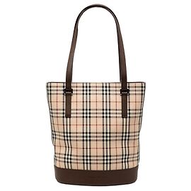 Bolsa Bucket de lona Burberry Beige House Check Bege