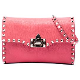 Valentino Petit sac bandoulière en cuir rose avec Rockstud Rose