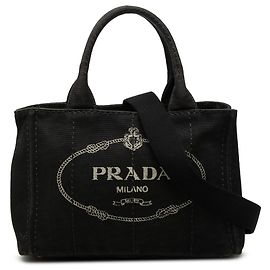 Bolsa Satchel Prada Black Small Canvas Canapa Logo Preto