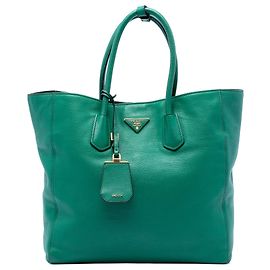 Tote Open Convertible en Vitello Daino vert Prada Vert