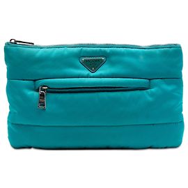 Prada Blue Tessuto Bomber Clutch Blau Türkis