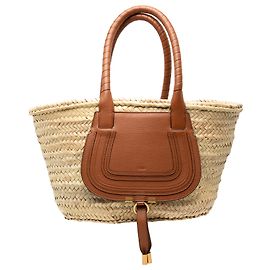 Chloé Beige Medium Raffia Marcie Basket Tote Beige