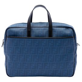Fendi Blue Zucca Coated Canvas Business Bag Blue