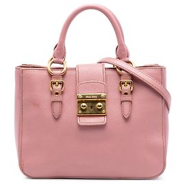 Bolsa satchel Miu Miu em couro de cabra rosa Madras Rosa