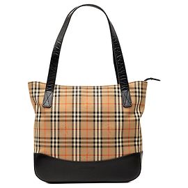 Burberry Beige Haymarket Check Canvas Tote Beige