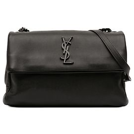 Saint Laurent Bolsa Transversal West Hollywood em couro de grão médio preto Preto