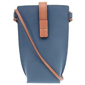 LOEWE Borsa a tracolla Gate Pocket in pelle di vitello granulata bicolore blu Blu