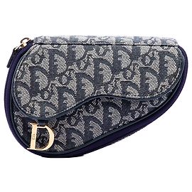 Dior Blue Diorissimo Canvas Saddle Pouch Blue Navy blue
