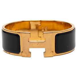Pulsera Hermès Black Wide Enamel Clic Clac H GM Otro