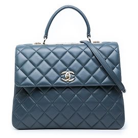 Chanel Blue Large Lambskin Trendy CC Top Handle Flap Bleu