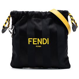 Pochette a tracolla Fendi Black Small Pequin Nylon Pack Nero