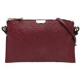 Burberry Red Small Grain Check Embossed Leather Chichester Crossbody Red Dark red