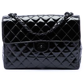 Chanel Black Jumbo Classic Patent Single Flap Nero
