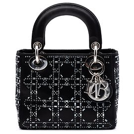 Lady Dior Mini Velvet Cannage Strass Embellished Noir Noir