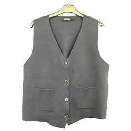 Autre Marque Navy Blue Wool-Blend Knit Vest Dark blue