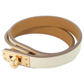 Hermès Bracciale Hermes Mini Kelly Double Tour Bianco Beige