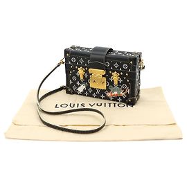 Louis Vuitton Monogram Catgram Petite Malle Shoulder Handbag Black