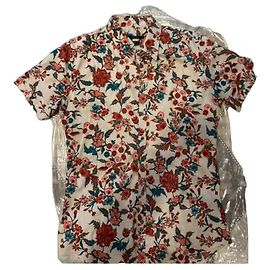 Gucci Camicia in cotone con stampa floreale da uomo Bianco Rosso Blu Verde