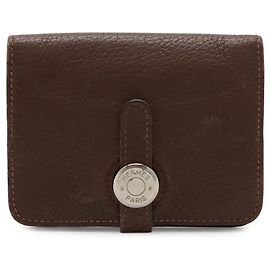 Cartera de tarjetas/Monedero Dogon Hermès Castaño