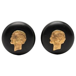 Orecchini a clip Chanel Mademoiselle Vintage Nero D'oro