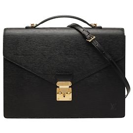 Louis Vuitton Epi Portedocuments Bandoulière Business Bag Black