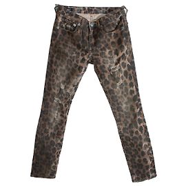 R13, Vaqueros skinny Kate con estampado de leopardo Castaño