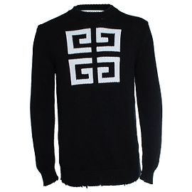 Givenchy, Suéter de malha de algodão com logotipo Preto