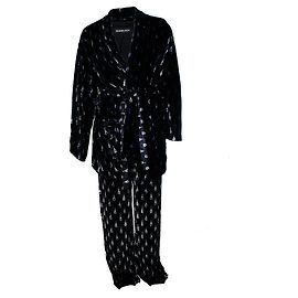 Balenciaga, black velour eiffeltower pyjama suit Black