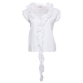 Comme des Garcons, Top vintage branco com rouges. Branco