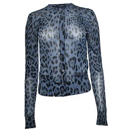 Dolce & Gabbana, cardigan en lurex léopard bleu Bleu