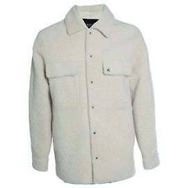 Amiri, logo print shearling jacket White Cream