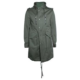Balmain, parka con cappuccio in cotone verde Verde
