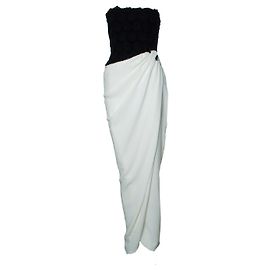 Max Mara, Vestido maxi blanco con bustier floral Multicolor