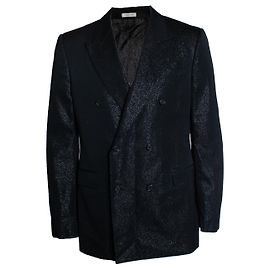 Alexander McQueen, double breasted glitter blazer Black