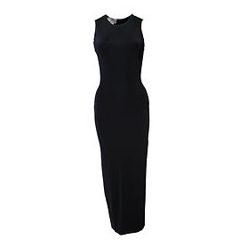 Paco Rabanne (Vintage), robe de soirée longue noire (extensible) en taille FR4O/M. Noir