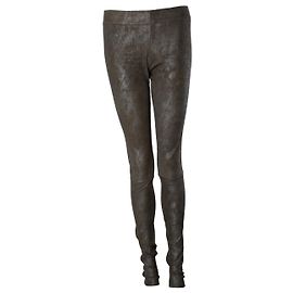 Sylvie Schimmel, legging en daim enduit taupe Marron