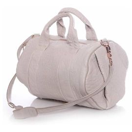 Autre Marque Alexander Wang, light grey rockie bag with rose coloured studs. Grey