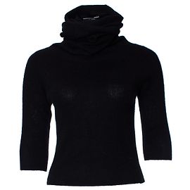 Joseph, cashmere top with extra long turtleneck. Black
