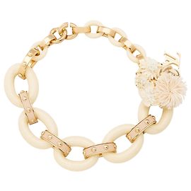 Colar Louis Vuitton de resina de flor Marrom Bege