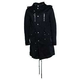 Balmain, Parka de algodón negra con capucha Negro