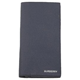 Burberry Cavendish Long Leather Wallet Navy Blue Navy blue