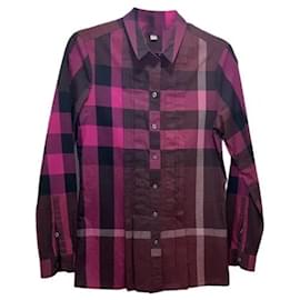 Camicia Burberry Brit a quadri in cotone Nero Rosa Porpora