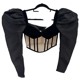 Autre Marque Corset noir manches bouffantes Black